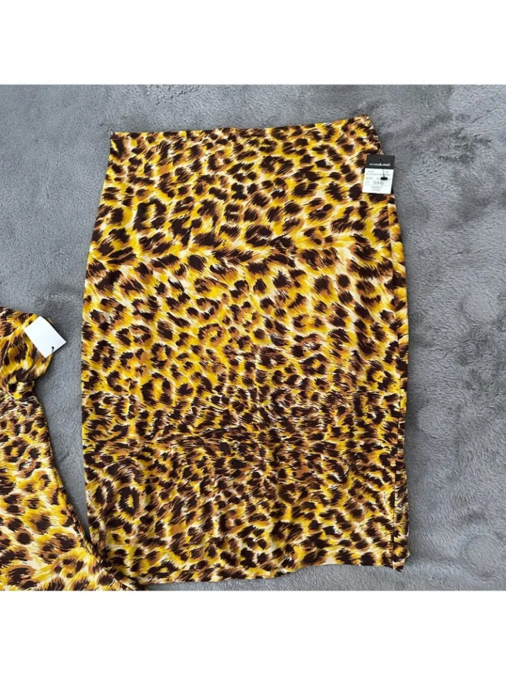 NWT Norma Kamali Leopard Print Skirt Shirt Top Set SMALL MEDIUM - Picture 6 of 10